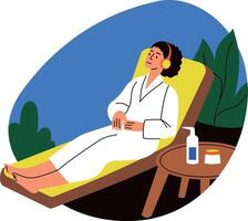 A flat style illustration of a character doing music therapy vector
