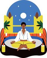 A flat style illustration of a character doing spa meditation vector
