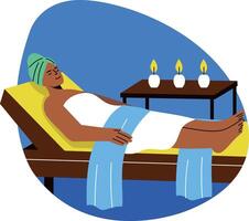 A flat style illustration of woman taking spa therapy vector