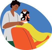 Hair cleansing illustration of a character in flat style vector