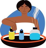 Aromatherapy illustration of a woman in flat style vector