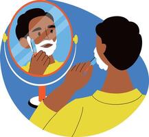 A flat style illustration of a character doing razor shaving vector