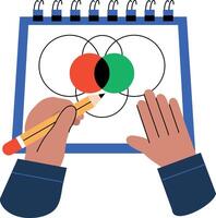 Making an interacting circles diagram, flat illustration vector