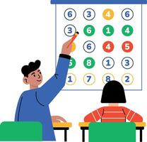 A flat character illustration of math lecture vector