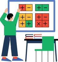 Math professor giving lecture, flat style illustration vector