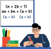 Flat illustration depicting math problem solving vector