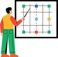 A flat illustration of character teaching calculus vector