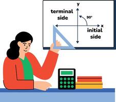 Flat style illustration of character calculating angles vector
