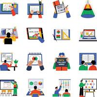 Set of 16 Flat Style Maths Illustrations vector