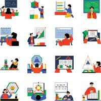 Collection of Flat Style Mathematics Illustrations vector