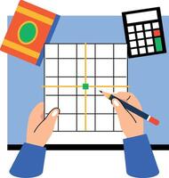 A flat style illustration of making cartesian plane vector