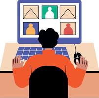 A flat character illustration of a mockup designer vector