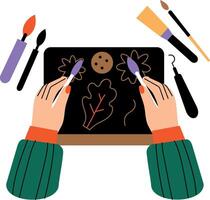 Clay art crafting illustration in flat style vector