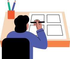 A flat illustration of character creating storyboard vector