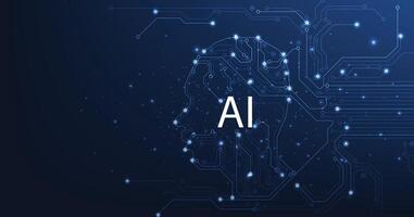 Electronic brain and Concept of artificial intelligenceAI. vector