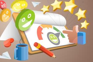 3D Conceptual Illustration of Levels Of Customer Satisfaction vector