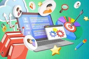3D Conceptual Illustration of Customer Analytics Software vector