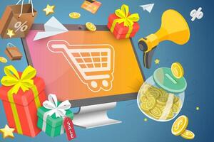 3D Conceptual Illustration of Rewards Program vector