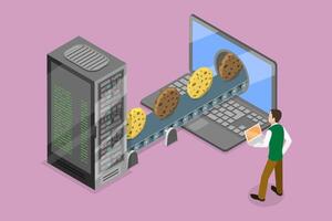 3D Isometric Flat Conceptual Illustration of Cookies Setup vector