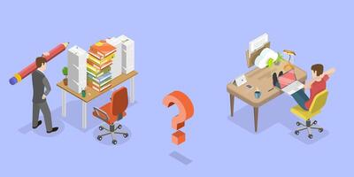 3D Isometric Flat Conceptual Illustration of Paper VS Digital Documents vector