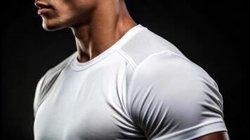 A man in a white shirt with a black background photo