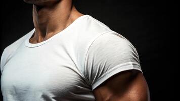 A man in a white t - shirt photo