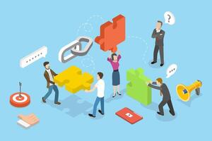 3D Isometric Flat Conceptual Illustration of Link Building vector