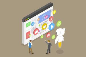 3D Isometric Flat Conceptual Illustration of SEO Algorithm vector