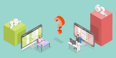 3D Isometric Flat Conceptual Illustration of Split Testing vector