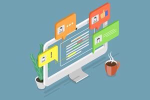 3D Isometric Flat Conceptual Illustration of Editable Online Document vector