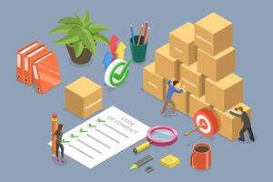 3D Isometric Flat Conceptual Illustration of Code Of Conduct vector