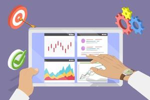3D Isometric Flat Conceptual Illustration of Website Data Analysis vector