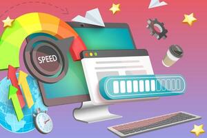 3D Conceptual Illustration of Web Page Speed Test vector