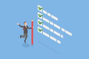 3D Isometric Flat Conceptual Illustration of Completed Task vector