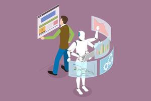 3D Isometric Flat Conceptual Illustration of Robotic Process Automation vector