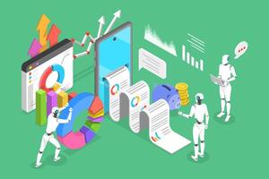 3D Isometric Flat Conceptual Illustration of Automated SEO Report vector