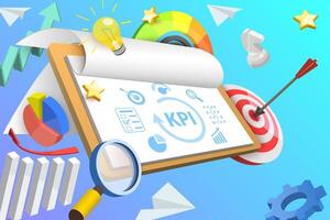 3D Conceptual Illustration of Key Performance Indicators vector
