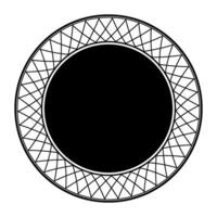 Lacy round frame. Abstract round frame. Monochrome plate with abstract geometric pattern design. For round surfaces, laser or plotter cutting, engraving, porcelain, textile, embroidery, sandblasting vector