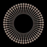 Halftone circle gold dots pattern. Abstract dotted concentric circles background. Optical illusion. Dot radial pattern halftone, downloads circular dots progress motion. Radial, radiating lines vector