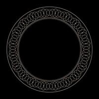 Beautiful Abstract round gold frame. Gold plate with abstract geometric pattern design. Pattern frame for round surfaces, laser cutting, engraving, porcelain, household utensils, textile, embroidery vector