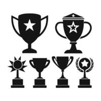 Four stylized trophy icons, perfect for representing victory, achievement, or competition. vector
