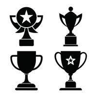 Four simple black silhouette trophy icons on a white background. vector