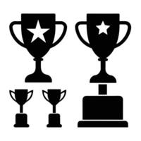 Four different trophy designs in a simple, black silhouette style. vector