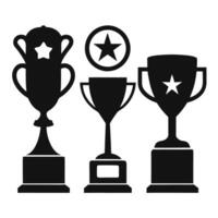 graphic showcases four distinct trophy designs, perfect for representing achievements and victory. vector