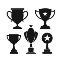 black silhouette trophy icons on a white background. vector