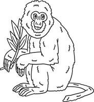 Assamese Macaque Monkey Isolated Coloring Page vector