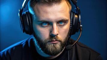 A man with a beard and headphones photo
