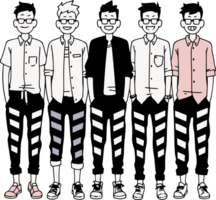 Cartoon Characters in Trendy Outfits with Matching Pants and Eyewear png