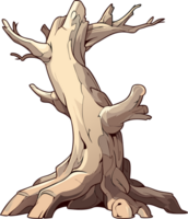 Stylized Dead Tree Illustration with Branch Details and Textured Bark for Nature Designs png