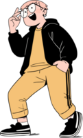 Cartoon Character in Casual Outfit with Glasses and Sneakers png